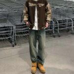 Vintage Washed Straight Leg Cargo Denim Jeans - Image 2