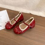 Red French Ballet Mary Jane Chunky Heels - Image 5