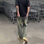 Vintage Washed Straight Leg Cargo Denim Jeans - Image 3