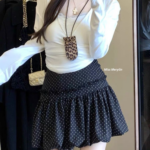 Korean Polka Dot Bubble Hem A-Line Mini Skirt - Image 2