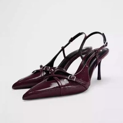 Pointed Toe Slim Strap Mule High Heel Sandals