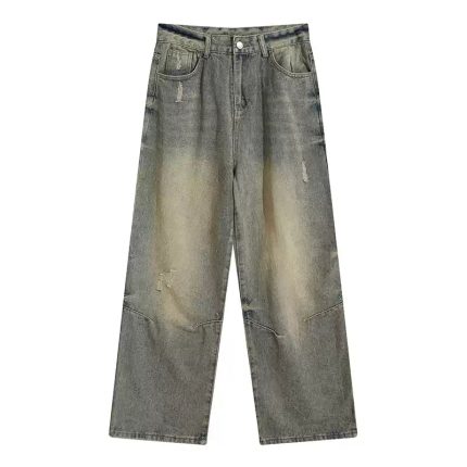 Men’s Loose Fit Vintage Washed Straight-Leg Street Style Jeans