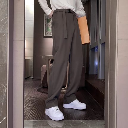 Draped Ice Silk Wide Leg Trousers