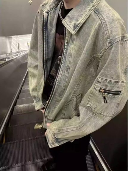 Men’s Vintage High-Street Cropped Denim Jacket