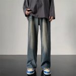 American Retro Hong Kong Style Men's Jeans – Loose Wide-Leg Straight Streetwear Pants