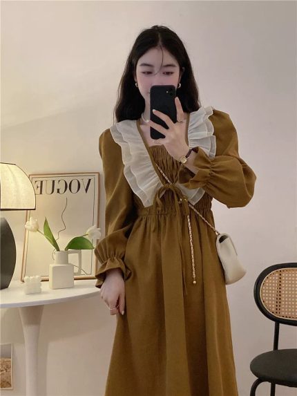 New French Dress Women's Niche Waist Slimming Tea Dress