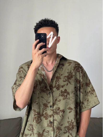 Vintage Baroque Cuban Collar Floral Shirt