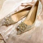 Champagne Crystal Bridal High Heels – Dual Wear Wedding Shoes & Gown, Comfortable Rhinestone Pumps - Image 7