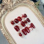 Handmade Christmas Apple Press-On Nails – Short High-End Nail Art Series - Image 4