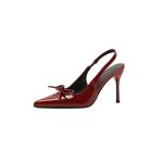 Burgundy Pointed Toe High Heels – Elegant Bow Detail - Image 13