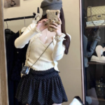 Korean Polka Dot Bubble Hem A-Line Mini Skirt - Image 6