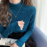 Plus Size Soft Turtleneck Solid Color Stretchy Fitted T-Shirt for Women |  Slim Fit Ribbed Long Sleeve Top - Image 4