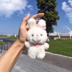 Cute Grid Rabbit Bear Keychain Pendant - Trendy & Creative Accessory for Backpack, Car Keys, Students & Couples - Image 3