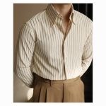Men’s Casual Striped Long Sleeve Shirt -  Wrinkle-Resistant Slim Fit with Pointed Collar, Versatile Gentleman Shirt - Image 9