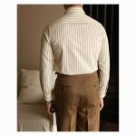 Men’s Casual Striped Long Sleeve Shirt -  Wrinkle-Resistant Slim Fit with Pointed Collar, Versatile Gentleman Shirt - Image 5