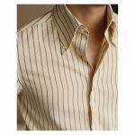 Men’s Casual Striped Long Sleeve Shirt -  Wrinkle-Resistant Slim Fit with Pointed Collar, Versatile Gentleman Shirt - Image 2