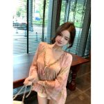 French Sequin V-Neck Chiffon Blouse – Elegant Loose Long Sleeve Statement Shirt for Women - Image 13