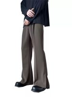 Men’s Cleanfit Straight-Leg Flare Pants – Casual Loose Fit Split Hem Trousers