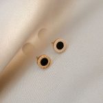 Titanium Steel Roman Numeral Stud Earrings Minimal Luxury Design