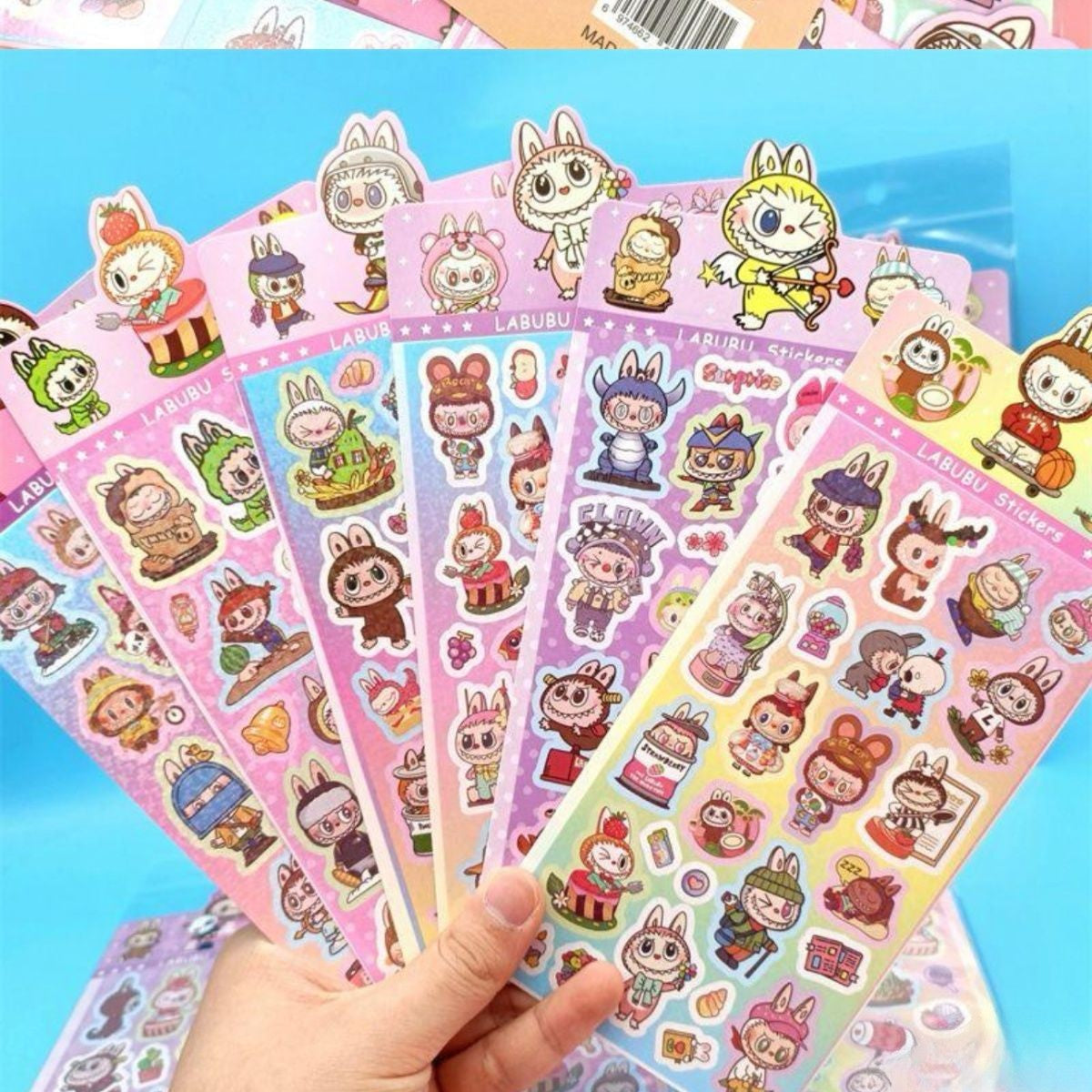 ea5e557f-8dbb-4886-b6c5-b9d573ec5824 Cute Labubu Cartoon Holographic Stickers for Kids and Journaling - Image 1