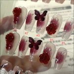 Handmade Wearable Press-On Nails | Ume Blossom Blush Pink & Camellia Flower Nail Art | Removable Rose Wedding Nails